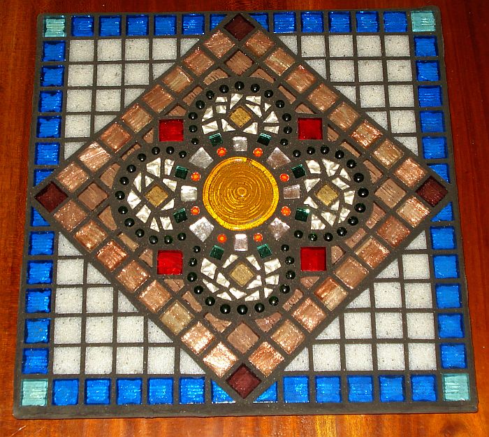 "Shimmer Flower" mosaic trivet