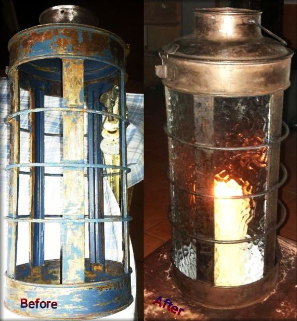 Lantern before & after